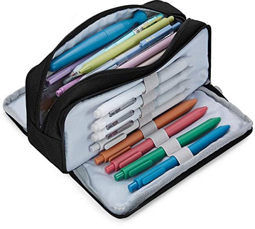 KUNQUN Großes Federmäppchen, 3-Fach Mäppchen Federmappe mit Großer Kapazität, Tragbare Büro Schreibwaren Organizer Stift Etui Niedliche Federtasche für Jungen Mädchen Schule Teenager