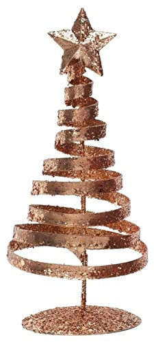 Déco Mini Sapin Spirale en métal 14cm, Rose Gold