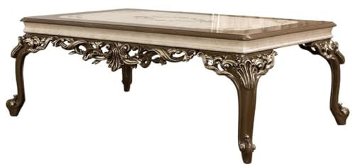 Casa Padrino Luxus Barock Couchtisch Braun/Cremefarben/Gold - Handgefertigter Massivholz Wohnzimmertisch - Barock Wohnzimmer Möbel - Edel & Prunkvoll