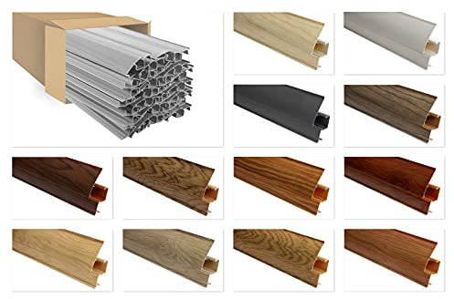 LEMAL Sockelleisten und Zubehör - PVC Fußleisten 70x50mm mit Kabelkanal - (1 Außenecke, AE.8640 Holzoptik Kastanie) Boden Vinylboden Holzboden