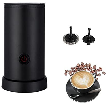 Vaporizador de leche, Espumador de leche eléctrico y vaporizador con 2 batidores, calentador de leche 3 en 1 y espumador para café, leche, café con leche, capuchino, chocolate caliente (black)