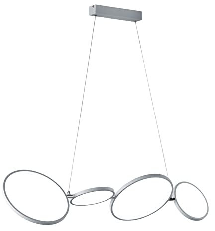 Trio Leuchten LED Pendelleuchte Rondo 322610489, Metall silberfarbig, inklusiv 37 Watt LED, Switch Dimmer
