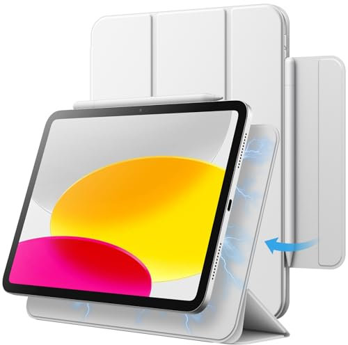 JETech Funda Magnética para iPad (A16) 11.ª/10.ª Generación (2025/2022), Accesorio Magnético, Slim Carcasa con Auto-Sueño/Estela (Blanco)