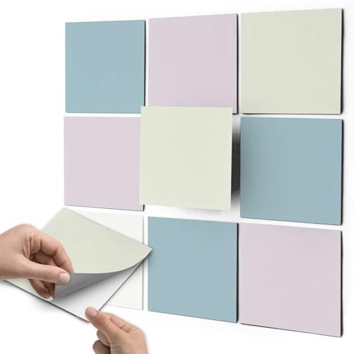 60 Stück Fliesenfolie für Küche und Bad 15x15 cm - Fliesenaufkleber, Klebefliesen - selbstklebende Fliesen SET // Design: Samtfarben