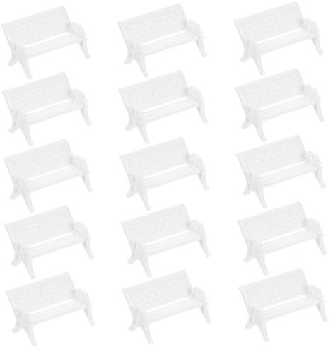 STOBOK 15 Pièces Décoration De Chaise De Parc Mini Banquettes Ornement Photo Décoration Pot De Fleurs Modèles De Mini Meubles Gadgets Ménagers Tabouret en Bois Intérieur Blanche Abdos