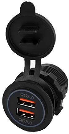 Keenso Chargeur USB Double QC3.0 à Charge Rapide pour Voiture 12/24V Moto Bateau