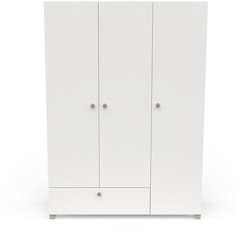 Grande Armoire Dressing Avec Penderie 3 Portes 5 Etagères 1 Tiroir – Coloris Blanc Mat & Chêne Clair - 90,3 x 51,7 x 188,2 cm