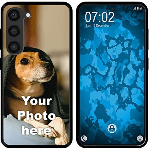 PhoneNatic personalisierte Handyhülle für Galaxy S23 Custom Case in Schwarz zum selbst gestalten mit eigenem Foto Bild Text individuell