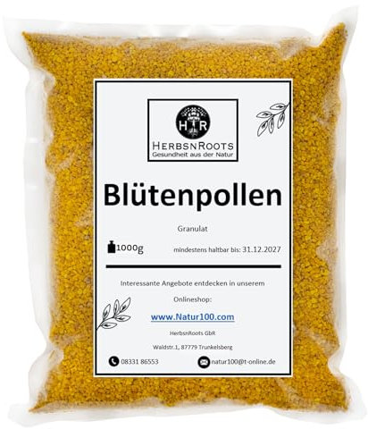 Blütenpollen 1000g • Bienenpollen getrocknet • ohne Zusätze • 100% Natur • Erste Wahl • Granulat • Naturprodukt • HerbsnRoots