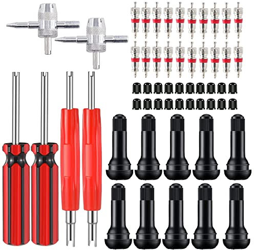 HUAZIZ 56 PCS Set di Attrezzi per Valvole Pneumatici Strumento di Riparazione per Pneumatici Rimozione della Valvola Kit Riparazione Auto Snap di in Gomma Valvole TR413, Smontavalvole