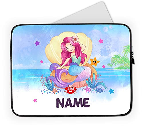 Personalised Laptop Case Sleeve - Mermaid - Colourful - Tablet or iPad Bag - Girls Ladies Gift (9-10 inch)