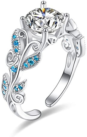 PRAYMOS 925 Sterling Silber Tansanit Ringe Verstellbarer Ring Daumenring Dezember Geburtsstein Ring Braut Rundschliff Hochzeit Verlobung Ewigkeit Valentinstag Versprechen Ring …