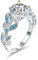 PRAYMOS 925 Sterling Silber Tansanit Ringe Verstellbarer Ring Daumenring Dezember Geburtsstein Ring Braut Rundschliff Hochzeit Verlobung Ewigkeit Valentinstag Versprechen Ring …