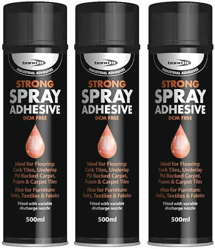 Bond it 500ml Aerosol Super Strong Industrial Spray Contact Adhesive Carpet Tiles Fabrics Underlay Glue Tins (3)