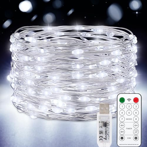 Vacoulery Catena Luminosa 100 LED 10M 8 Modalità, USB Luci a Stringa Timer con Telecomando Filo di Rame Luci Led Stringa Luci Per Feste, Natale, Decorazioni Interne ed Esterne