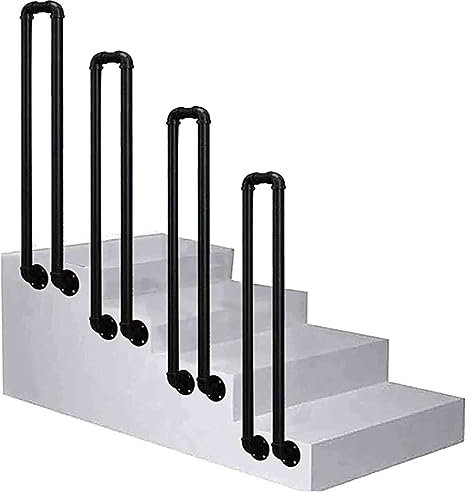 Seitlich Montiertes Schmiedeeisernes Wasserrohr Treppengeländer, Rutschschutz In U-Form Handläufe , Für Villen, Flure, Dachboden Als Absturzsicherung Treppenhaus Han(Size:H:110cm/3.6 ft,Color:schwarz)