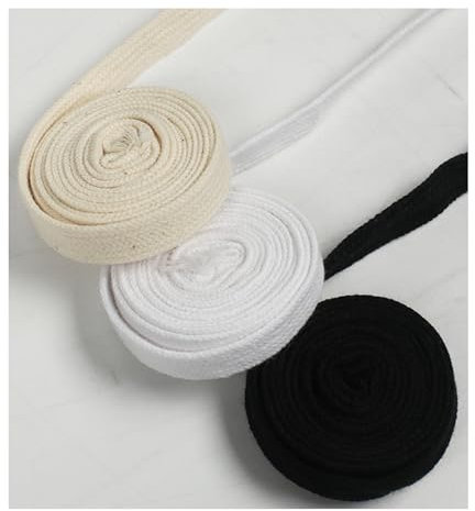 Sbivih Corde en coton plate tressée 5 m, 10 mm, pour chapeau, sac, vêtements, accessoires de couture, chapeau, lacets, bricolage (blanc)