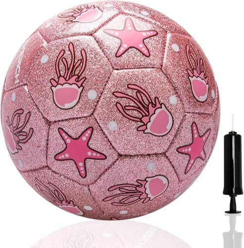 U&C Planet Kinder Fußball Kleinkinder Fußball, Größe 2 Fußbälle, Spielball für Kinder und Babys 1-6 Jahre alt rosa Qualle