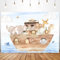 Glawry Arche Noah, Hintergrund für Babyparty, Fotografie, 18 x 150 cm, niedliches Cartoon-Waldtiere, Blauer Ozean, schöne Wolken, Party-Dekorationen, Fotoshooting, Hintergrund, Fotoautomaten-Studio