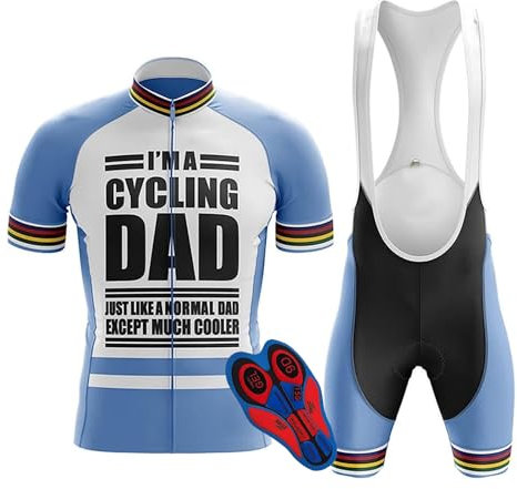 FLYIFE Herren Radtrikot Set Kurzarm mit 9D Sitzpolster für MTB Rennrad Fahrrad Jersey + Trägerhose/Radlerhose für Radsport (TYP-3,2XL)