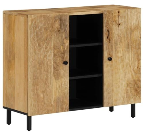 vidaXL Beistellschrank, Sideboard mit viel Stauraum, Schrank Kommode mit Eisenbeinen, Anrichte Aufbewahrungsschrank, Massivholz Mango