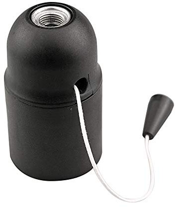 Douille E27 avec interrupteur lisse noir, idéal pour l'éclairage décoratif et fonctionnel dans les maisons et les bureaux.