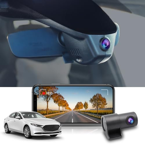 Fitcamx Dashcam Auto Vorne Hinten 2160P+1080P Kompatibel mit 2024-2025 Mazda 3 Select Premium Turbo Carbon Edition 2.5S (Power from Fuse Box), OEM Dashcam 4K WiFi, Loop-Aufnahm, G-Sensor, 128GB Karte