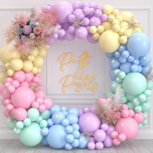 Catena per Palloncini Colorati Macaron, Colori Assortiti Palloncini Macaron Lattice Arcobaleno Palloncino Ghirlanda Kit Pastello per Compleanno Matrimonio Natale Baby Shower Party