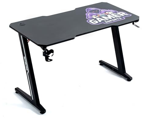 Amstrad AMS-DESK120Z-GAMER Bureau Informatique Gaming - Largeur 1m20 - Finition Carbone - Design Gamer