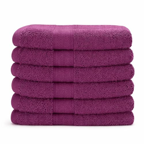 Myooka Badetuch Duschtücher Handtücher Saunahandtuch-Set Badehandtücher 100% Frottee Baumwolle 500g / m² | 50x100 cm oder 70x140 cm Grau, Schwarz, Lila oder Weiß (6er Set Lila, 70x140 cm)
