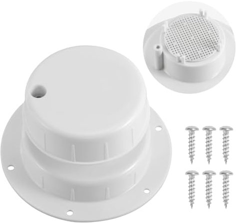 RV Roof Vent Cover, RV Roof Sewer Vent Covers Cap Replacement RV Plumbing Vent Cap with Round Hollow Net & Screws for RV Trailer Camper Motorhome, Fits 1 to 2 3/8 Inch Pipe (White)