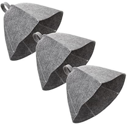 Healeved Bonnet De Sauna Épais En Feutre Gris, Lot De 3, Protection Capillaire Respirante Et Légère, Accessoires Sauna Pour Femmes, Utilisation En Spa Et Bain