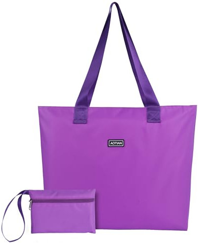AOTIAN Bolsas de la Compra Plegable Portátiles Grande Bolsa Reutilizables con Cremallera Ligero Duradero Tote Bag para Compras, Viajes y Camping