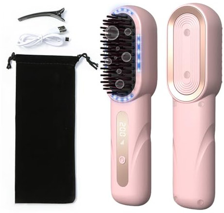 Piastra per capelli senza fili, spazzola ad aria calda, agli ioni negativi, pettine per capelli 20 secondi, riscaldamento rapido, design anti-scottatura, per tutti i tipi di capelli, ricaricabile