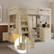 Zravenna Kinderbett Hochbett 90x200 mit Stauraumtreppe, Schreibtisch mit Regalen und Schränken, Treppe mit Schubladen, Rausfallschutz Etagenbett, Massivholz, Natur