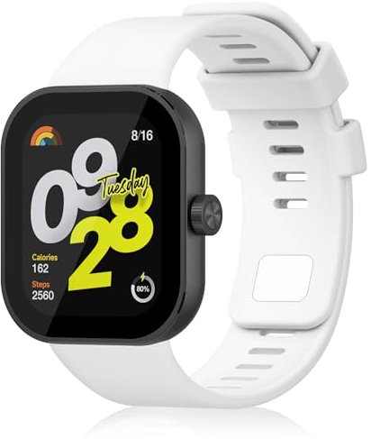 AK Bracelet pour Xiaomi Redmi Watch 4 / Xiaomi Mi Band 8 Pro, Silicone Blanc, Résistant à la Transpiration, Adjustable (140mm - 210mm)