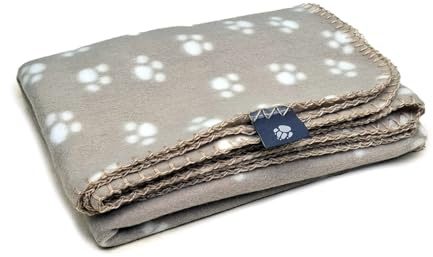Danish Design Essentials Polar Dog Blanket Beige 75x100cm � Paw Print Patter, Soft & Machine Washable Blanket for Dogs