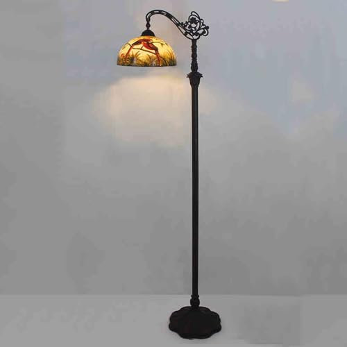 MOLOURK Ø30CM Retro Tiffany Wohnzimmer Stehleuchte Mit Fußschalter Glas Leselampe Verstellbar Arbeitszimmer Stehlampe E27 Vintage Beleuchtung für Bar Coffe Schlafzimmer Standleuchte H163CM (Retro,A)