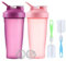 2 Pièces Shaker à Protéines avec Boule en Spirale, Bouteille Shaker de Protéines étanche, Shaker à Protéines, Shaker Sport avec Boule Mélangeuse en Acier Inoxydable + 2 Brosse en Mousse, 600ml