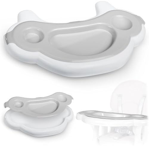 Ricokids Essbrett für Hochstuhl Baby Hochstuhltablett Abnehmbar Ergonomisch 61 x 35,5 cm Grau