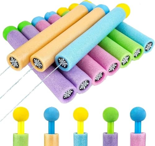 Aloka Olivia Yang 10x Schaumstoff-Wasserpistolen für Kinder – 9-10m Reichweite, Wasserspielzeug für Pool & Strand, Party-Spaß für Jungen & Mädchen,Zufällige Farbe