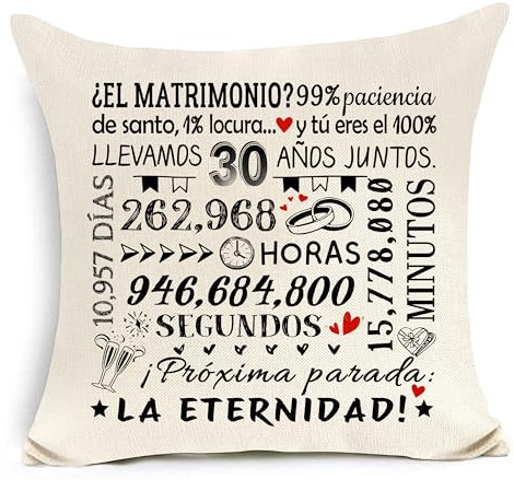 Awyuan Boda número 30 Funda de cojín de Aniversario para Esposa y Esposo 30 años de Matrimonio Regalo romántico para Parejas