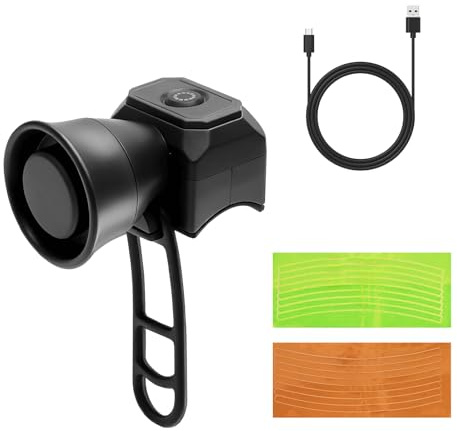 Sonnette de vélo électrique 120 dB - Rechargeable par USB - Avec autocollant réfléchissant - Avec 5 sonneries - Étanchéité IPX4 - Pour vélo de route