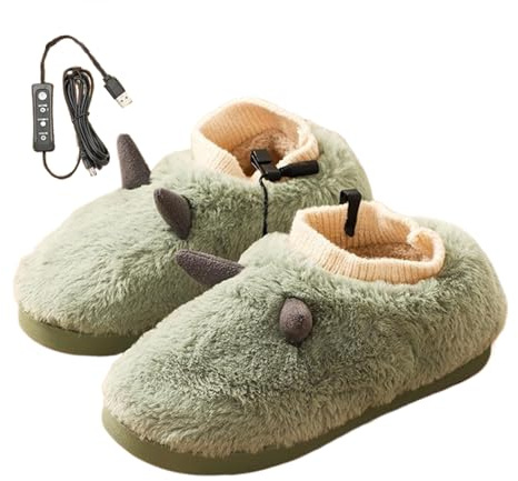 Beheizbare Hausschuhe Für Damen, Winter Plüschschuhe Elektrischer Fußwärmer, USB Wiederaufladbare Erwachsene Wärmeschuhe Für Indoor