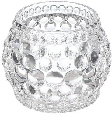 QUARKZMAN Glas Teelichthalter Rund Mit Pünktchen Kristallglas Votive Kerzenhalter Für Tisch Deko Hochzeit Party Und Wohnaccessoires Klar
