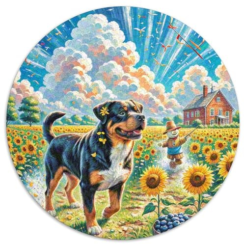 Rottweiler 1000 Teile Rundes Puzzle Kreatives Hund Geschenk Anspruchsvoll Für Erwachsene Und Kinder 1000pcs (67.5x67.5cm)