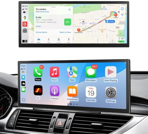12,3-Zoll-Touchscreen mit kabellosem Apple CarPlay für Audi A6/A7 MIB2 | für Audi A6/A7 MIB2 2016–2018, unterstützt Lenkradsteuerung,Beibehaltung des Original-Systems, Autoradio-Empfänger