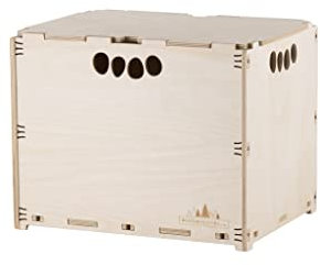 MK Design Hochbelastbar Werkzeugbox aus Holz Holzkiste Naturbelassen 40x30x32cm 30 Liter mit Deckel Aufbewahrungsbox