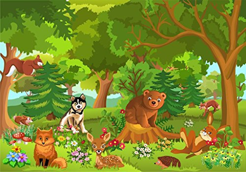 Pixblick - Waldtiere fürs Kinderzimmer - Hochwertiges Wandbild - Material=Alu Dibond 180x126 cm