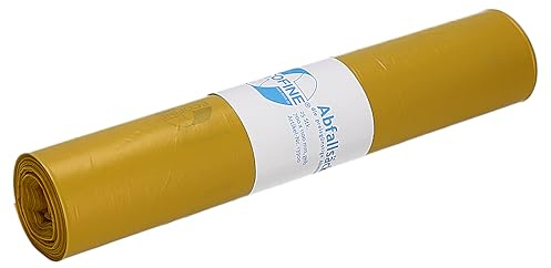 Abfallsäcke aus Recycling-LDPE/LLDPE 120 l, gelb, 25 Stück/Rolle